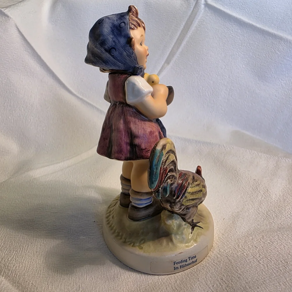 Vintage Goebel Hummel Feeding Time Figurine Girl Chickens TMK 6 1986 Retired
